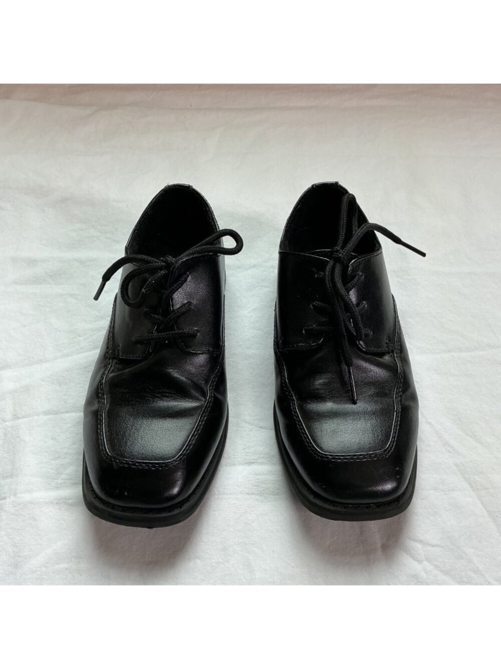 Sonoma Boys Black Square-Toe Dress Shoes Lace-Up Faux Leather Size 1 Youth